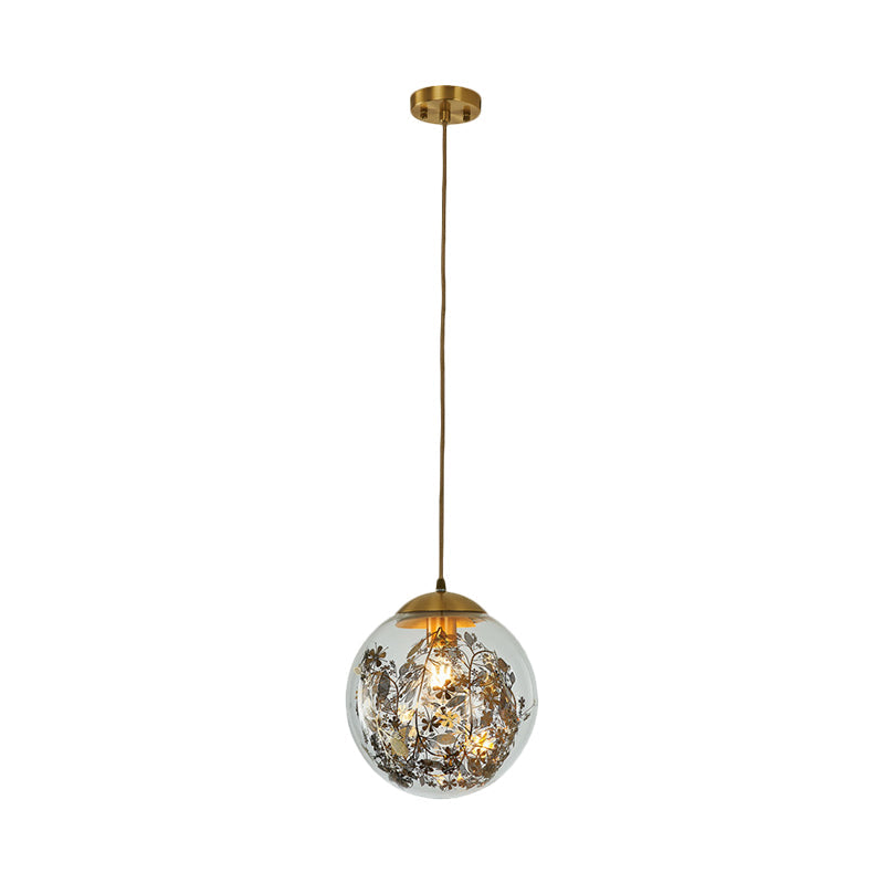 Sleek Clear Glass Pendant Light - Simplicity 1-Head Down Lighting With Brass Finish