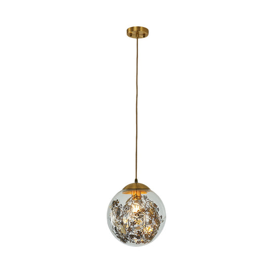 Sleek Clear Glass Pendant Light - Simplicity 1-Head Down Lighting With Brass Finish