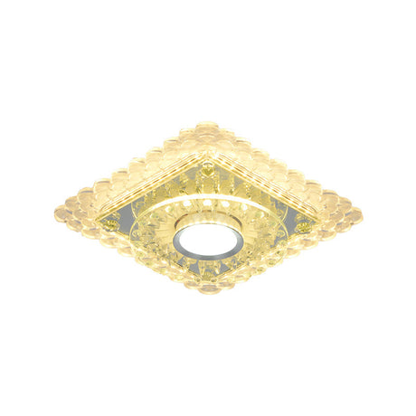 Led Crystal Flush Mount Light Fixture In Chrome For Corridor - Round/Square Design