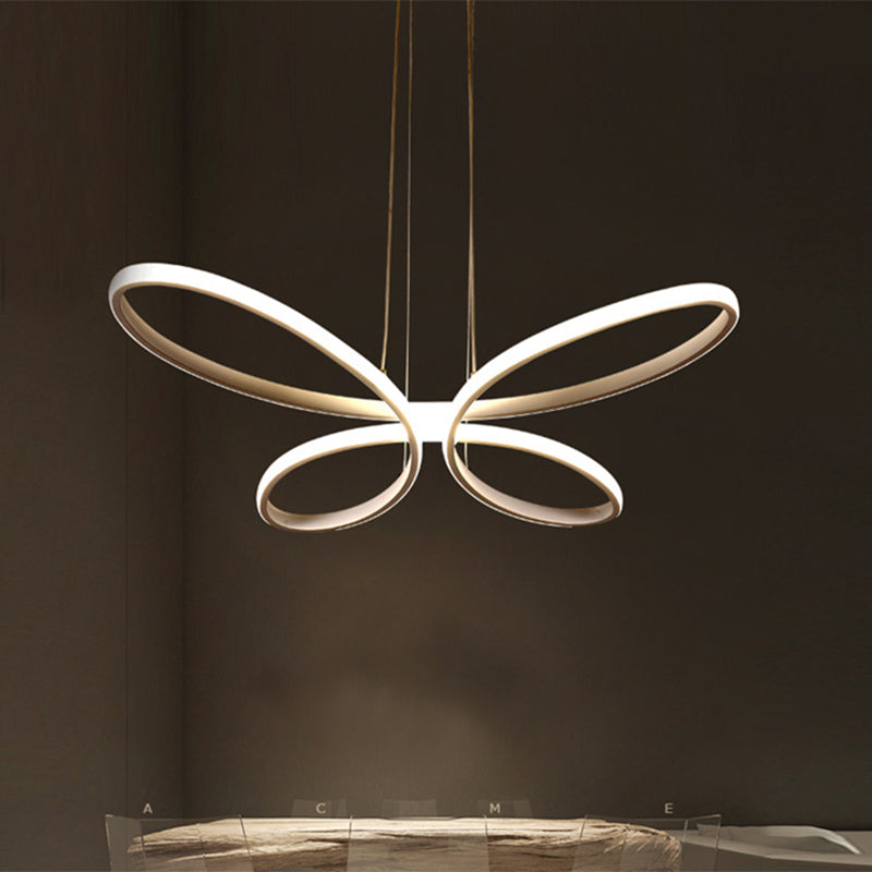 Modern Metal Led Chandelier - Butterfly Frame With Gold Finish Warm/White Lighting Perfect For