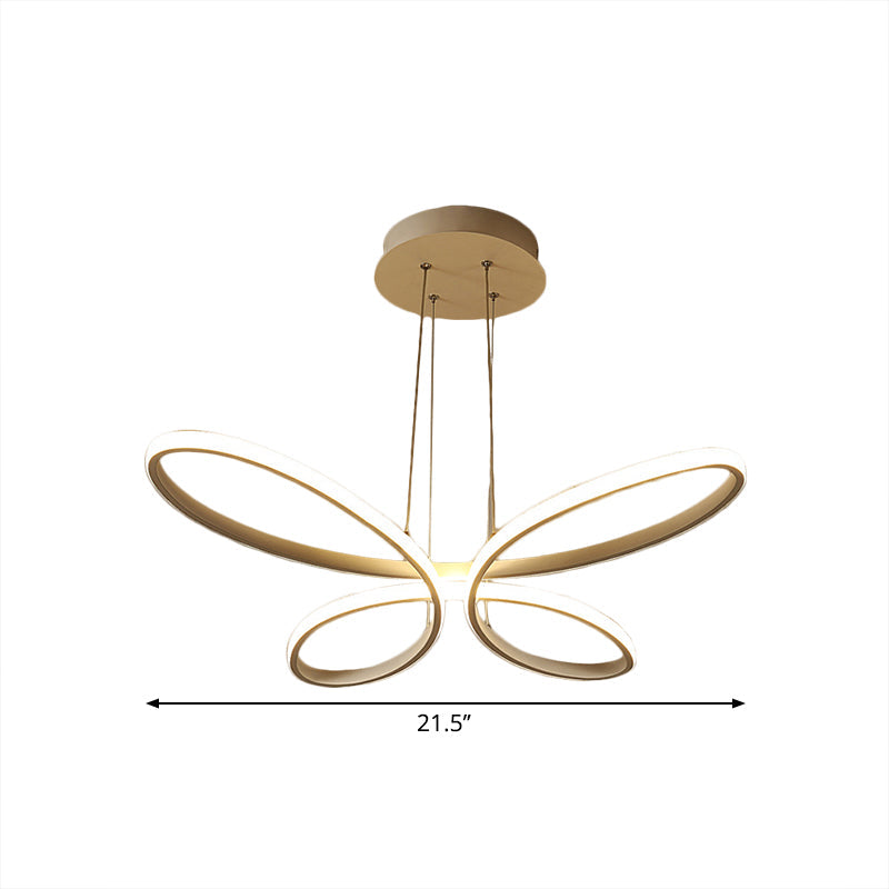 Modern Metal Led Chandelier - Butterfly Frame With Gold Finish Warm/White Lighting Perfect For