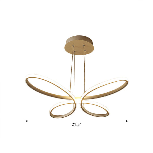 Modern Metal Led Chandelier - Butterfly Frame With Gold Finish Warm/White Lighting Perfect For