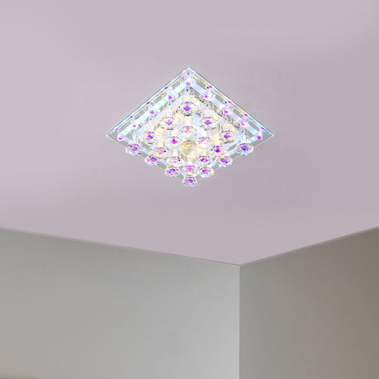 Contemporary Purple Crystal Ceiling Light - 7/9.5 Flush Mount Led For Corridor In Warm/White