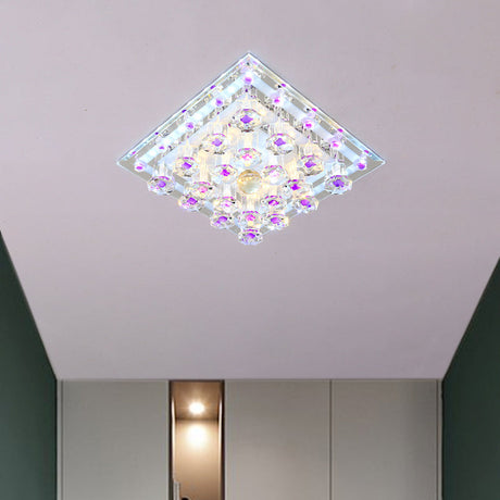 Contemporary Purple Crystal Ceiling Light - 7/9.5 Flush Mount Led For Corridor In Warm/White