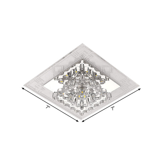 Modern Rhombus Flush Mount Ceiling Light With Clear Crystal Design Led Hallway Lighting Fixture In