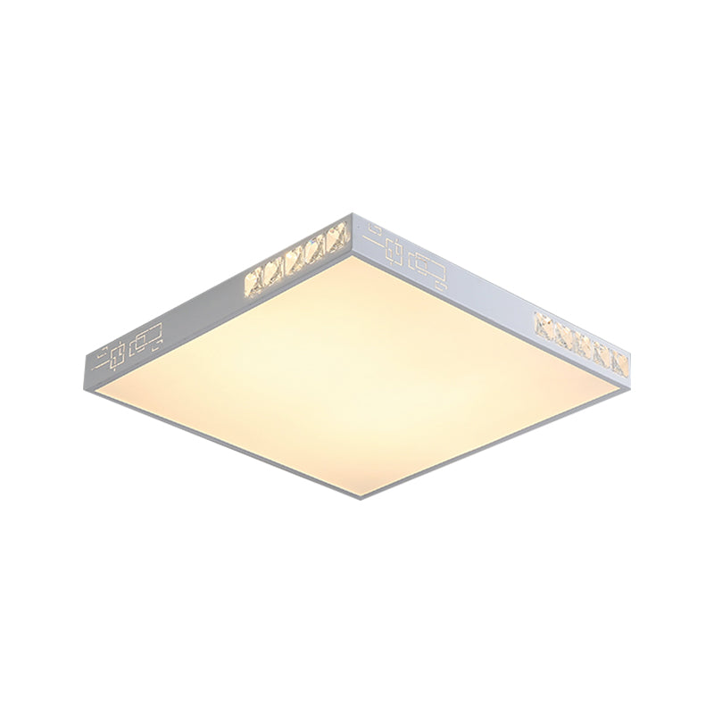 Modern Square Led Flush Mount Light In White - 16’/19.5’ Wide