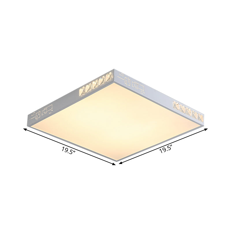 Modern Square Led Flush Mount Light In White - 16’/19.5’ Wide