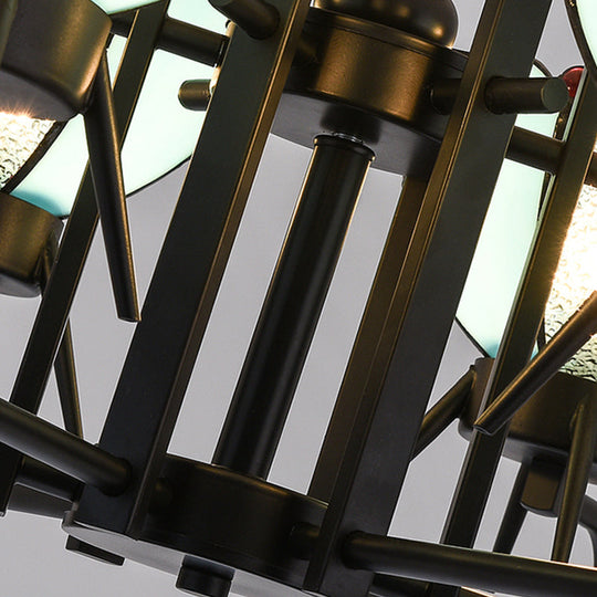 Blue Tiffany Chandelier Lamp - 6/8 Light Bowl Pendant Lighting With Adjustable Chain For Foyer