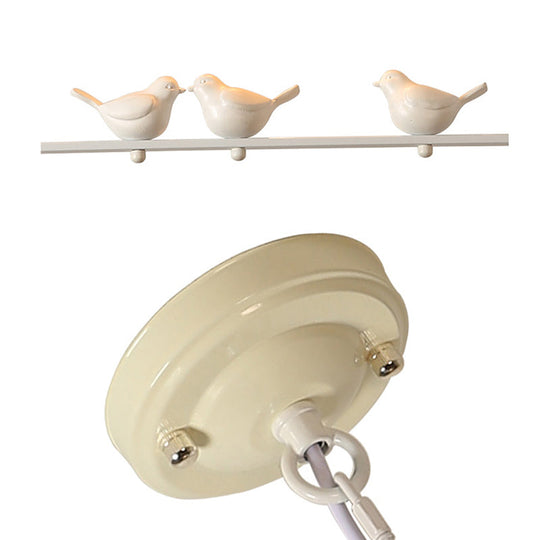 Tiffany Style White Bird Cage Pendant Light With Stainless Glass Ceiling Lamp