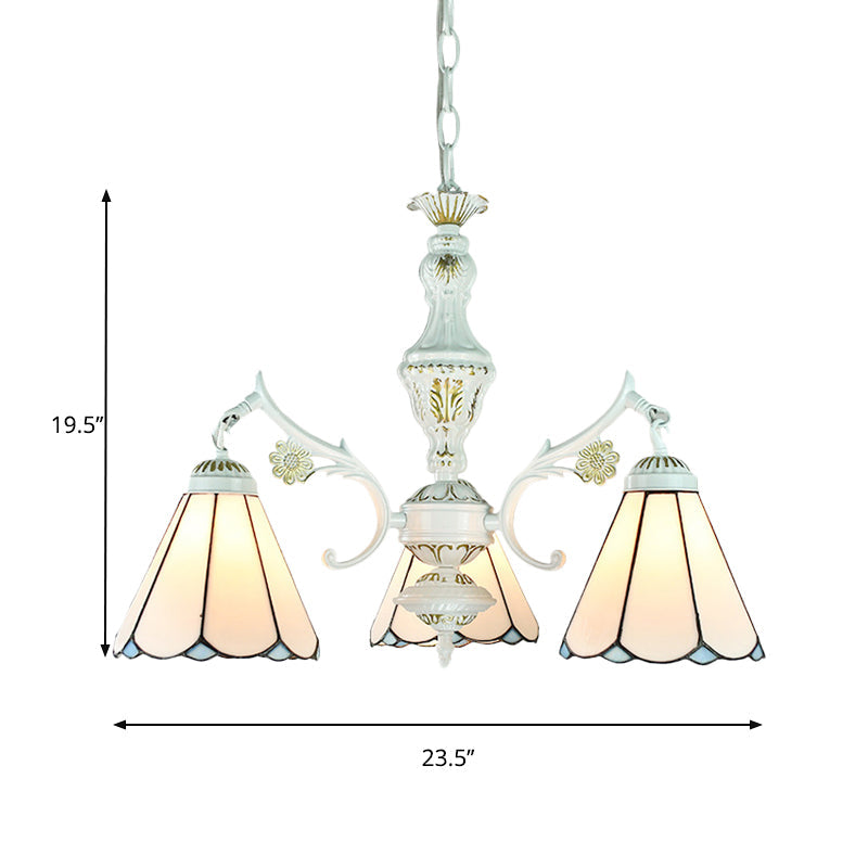 Blue Stained Glass Pendant Chandelier With Traditional Pattern For Indoor Dining