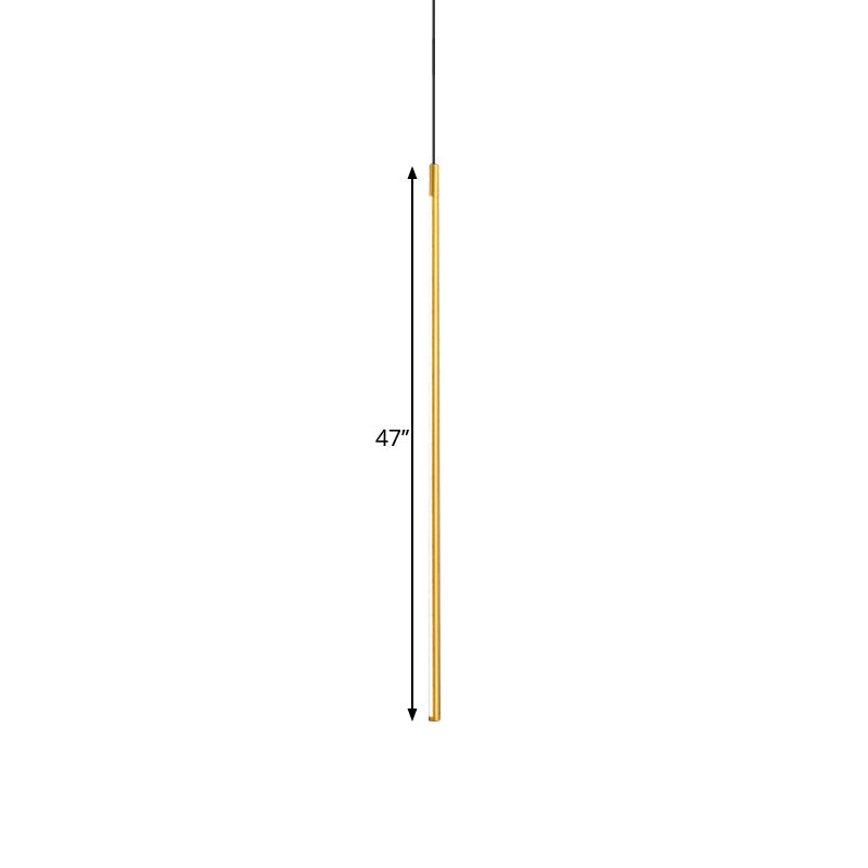 Minimalist Metallic Led Linear Pendant Lamp In Black/Gold With Warm/White Light - Suspended