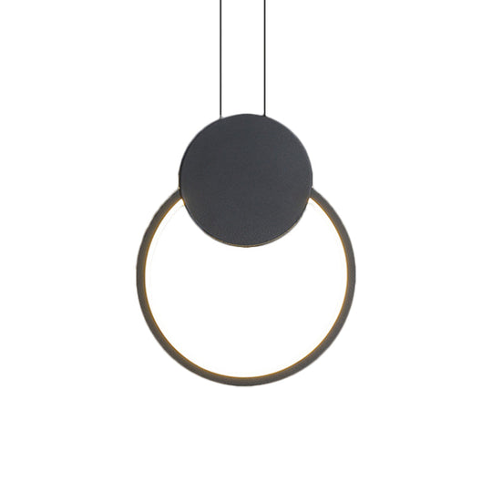 Modern Metal Ceiling Pendant Lamp Kit - Led Black Hanging Light In Warm/White For Bedroom