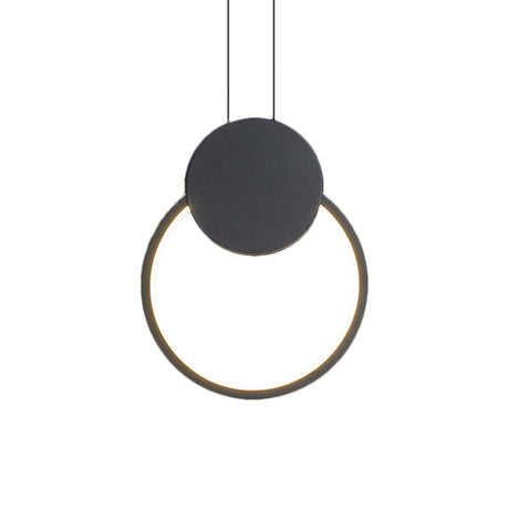 Modern Metal Ceiling Pendant Lamp In Led Black For Bedroom - Warm/White Light