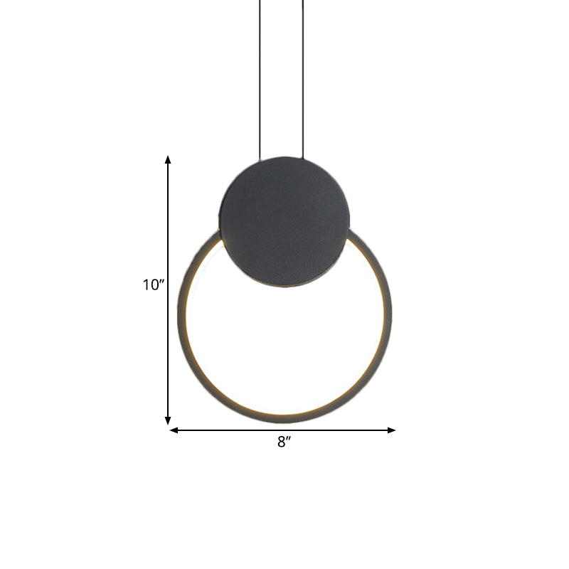 Modern Metal Ceiling Pendant Lamp In Led Black For Bedroom - Warm/White Light