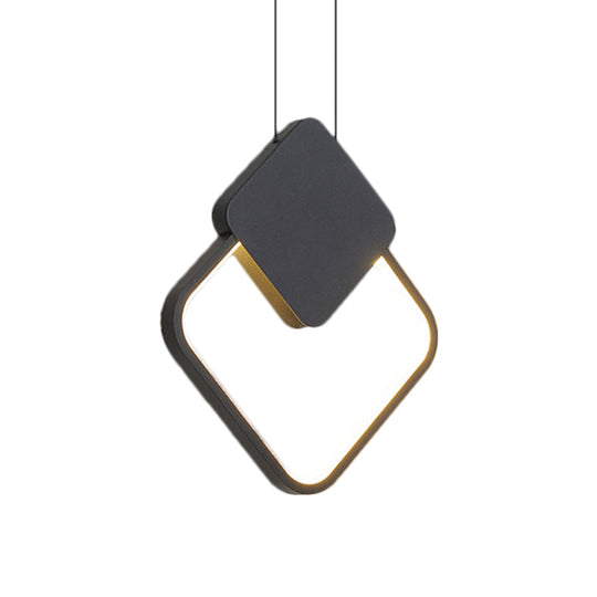 Modern Metal Ceiling Pendant Lamp Kit - Led Black Hanging Light In Warm/White For Bedroom