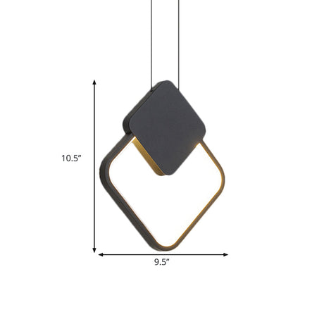 Modern Metal Ceiling Pendant Lamp In Led Black For Bedroom - Warm/White Light