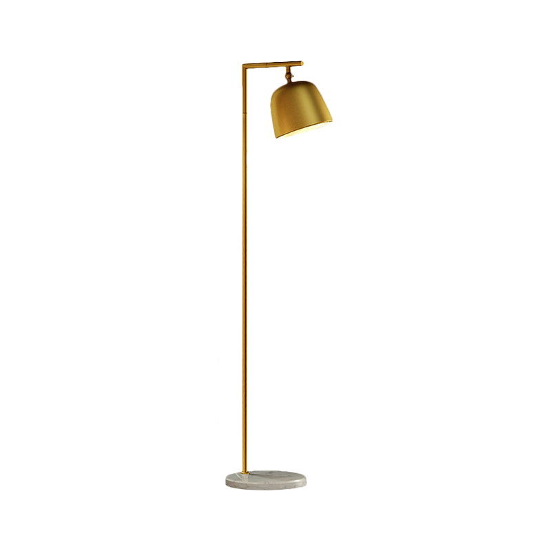 Minimal Metal Bucket Floor Reading Light For Bedroom - 1-Light Black/Gold