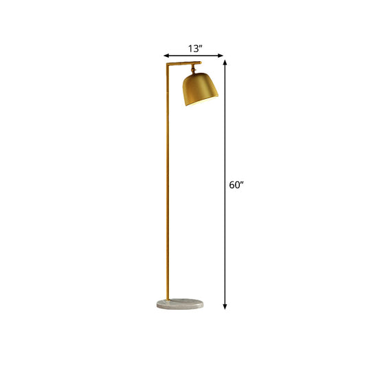 Minimal Metal Bucket Floor Reading Light For Bedroom - 1-Light Black/Gold