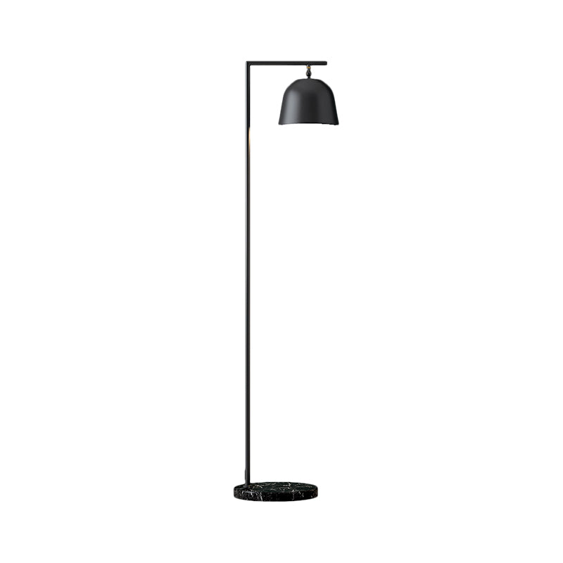 Minimal Metal Bucket Floor Reading Light For Bedroom - 1-Light Black/Gold