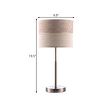 Contemporary Cylinder Nightstand Lamp In Cream Gray - 1-Light Bedside Lighting Fabric