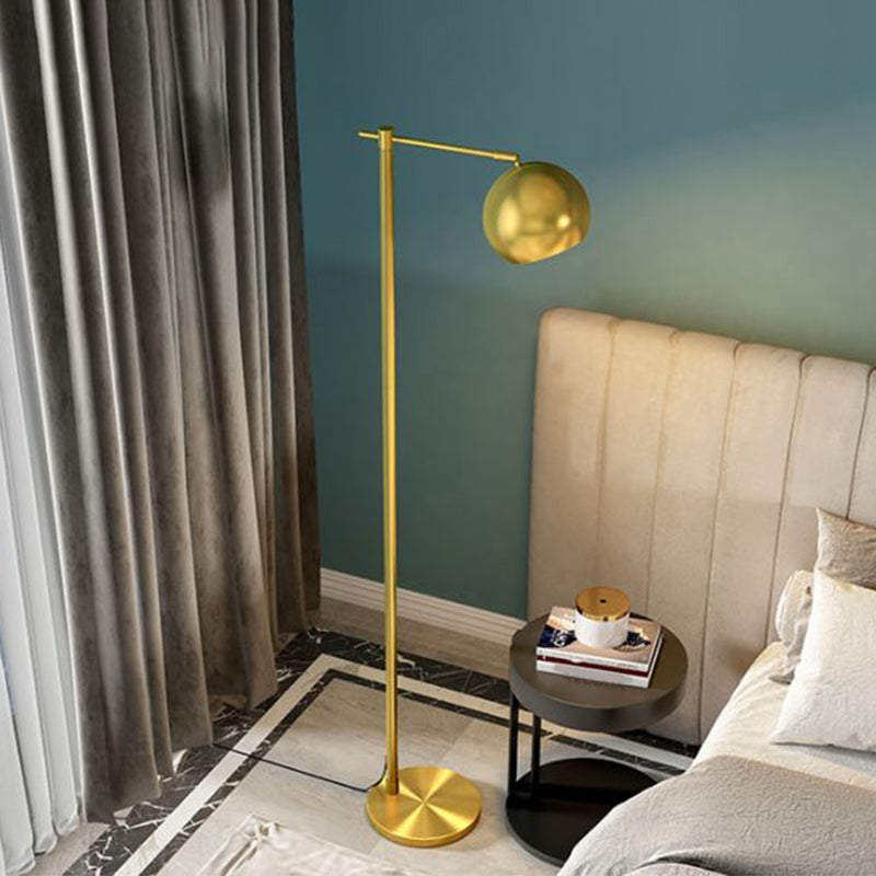 Modern Metallic Gold Spherical 1-Light Floor Lamp For Living Room