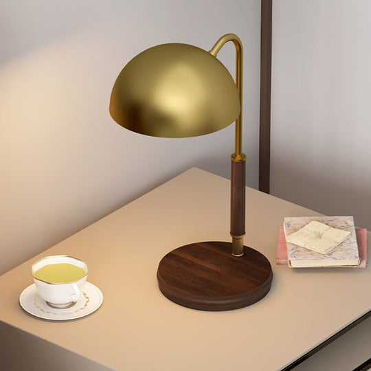 Aubrey - Bronze Metal Dome Shade Table Lighting Simple 1 Head Brown Finish Night Lamp With Curvy