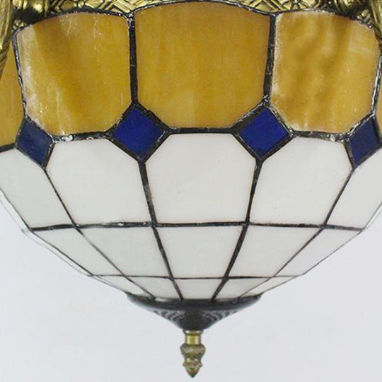 Villa Shuttlecock Chandelier: Vintage Tiffany Yellow Hanging Light
