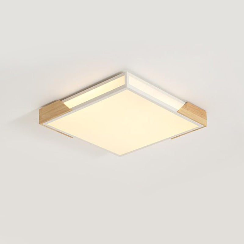 Nordic Wood - White Led Flush Light With Acrylic Ceiling Lamp - Warm/White 12’/16’/19.5’ W