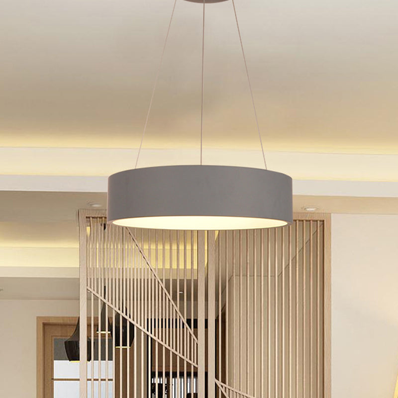 Minimalist Grey Led Pendant Lamp - Aluminum Ceiling Light For Dining Table