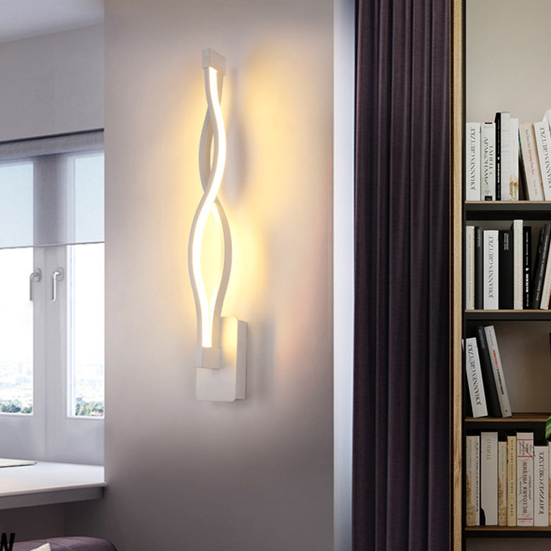 Minimalistic Metal Led Stairway Sconce In Warm/White Light - Black/White White /