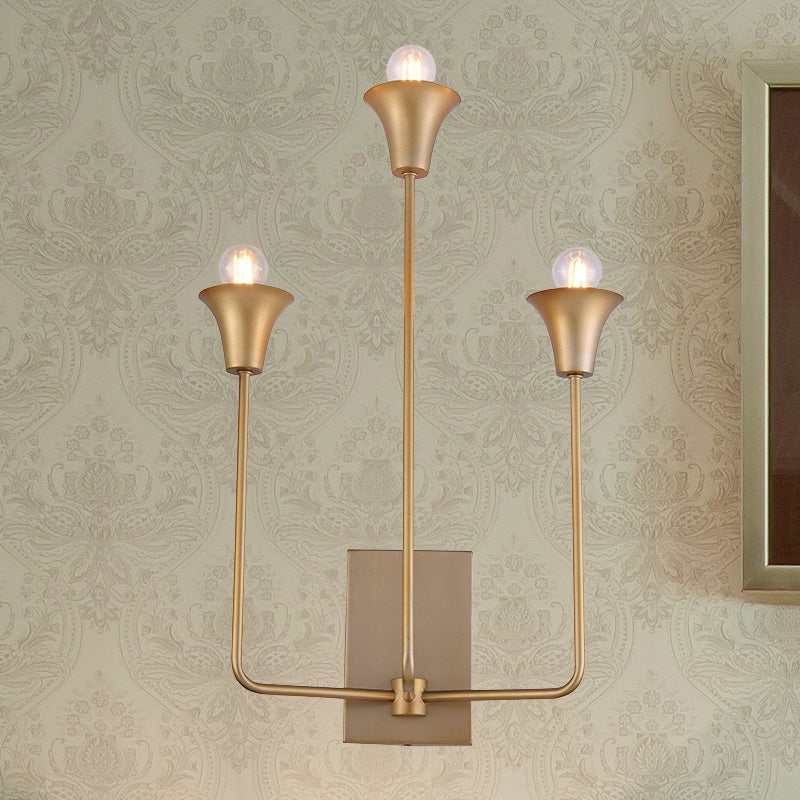 Luxurious Metal Bell Sconce Light Fixture 3-Bulb Wall Mounted Lighting In Elegant Gold