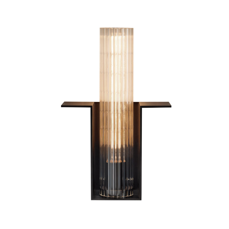Translucent Glass Wall Light Kit: Vintage Black Tube Bedroom Sconce Fixture With Slot Arm