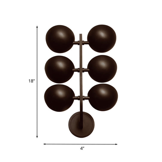 Branch Design Black Metal 6-Head Wall Mount Sconce Lamp