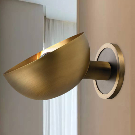 Gold Colonial Dome Metal Wall Lamp - 1 Bulb Sconce For Living Room