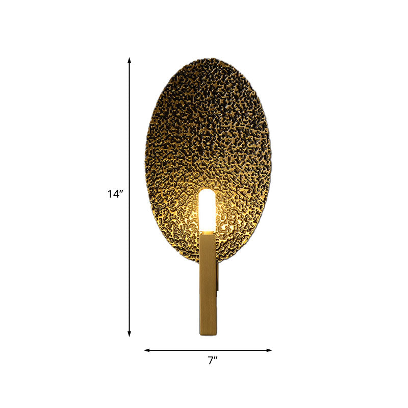 Gold Metal Elliptical Wall Sconce With Luxurious 1-Head Design - Modern Bare Bulb Light