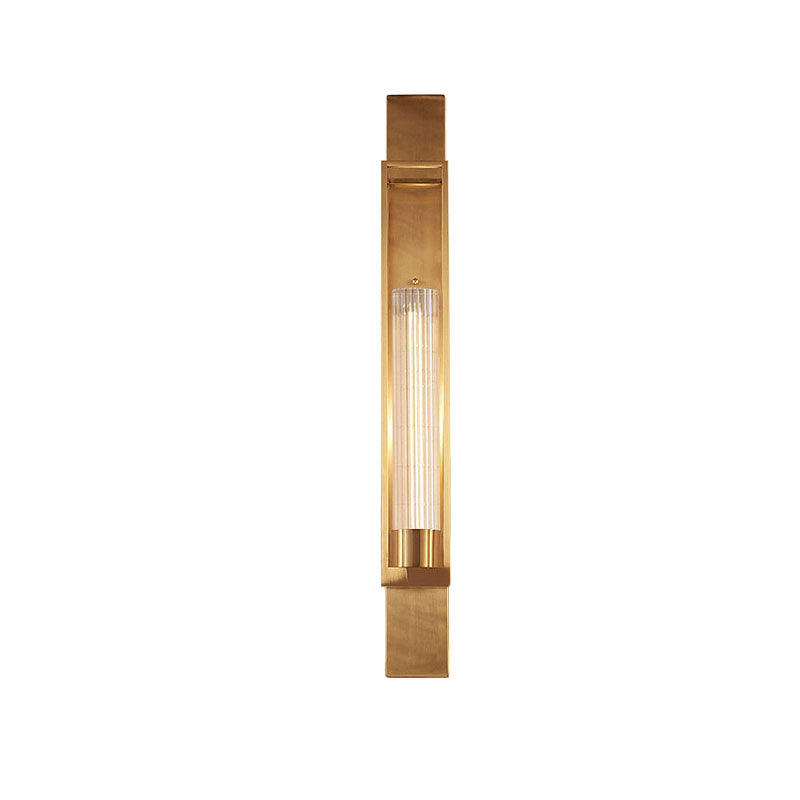 Metal Wall Sconce Lighting - Luxury 1-Bulb Gold Living Room Light With Clear Glass Shade
