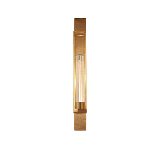 Metal Wall Sconce Lighting - Luxury 1-Bulb Gold Living Room Light With Clear Glass Shade