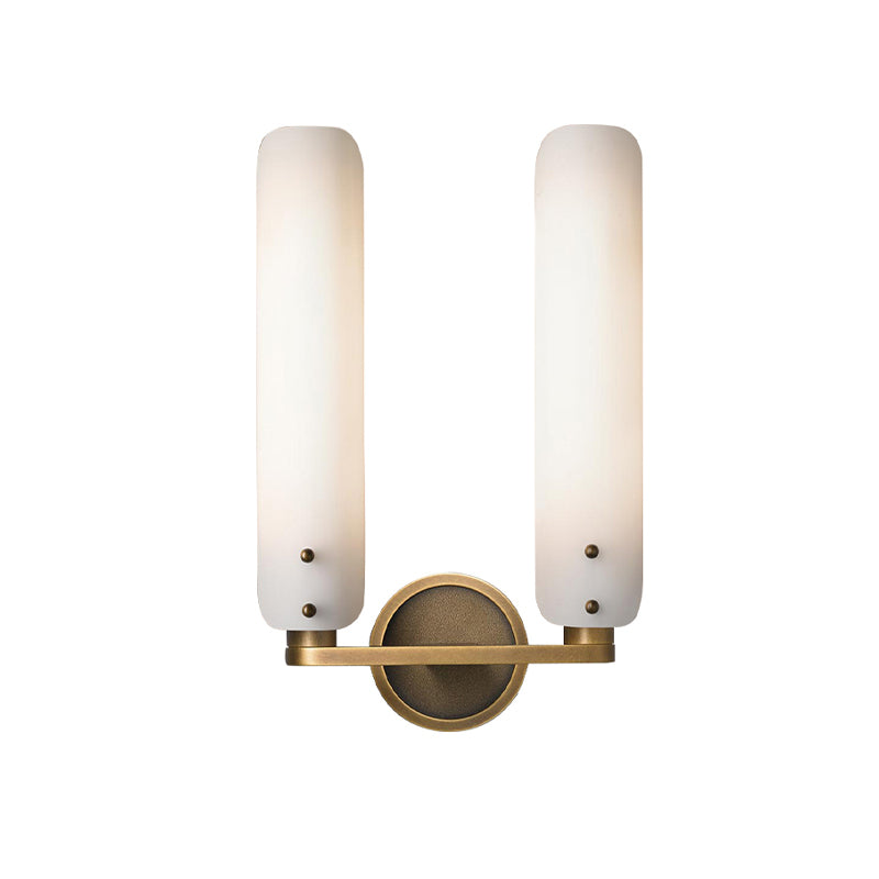Gold Milk Glass Curved Wall Sconce: Colonial 1/2-Light Bedroom Fixture