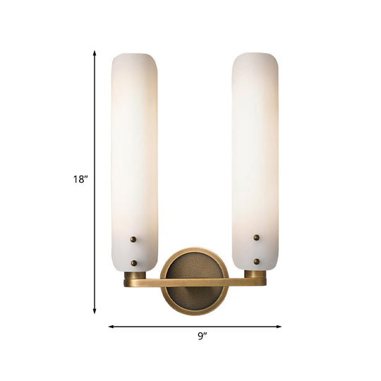 Gold Milk Glass Curved Wall Sconce: Colonial 1/2-Light Bedroom Fixture