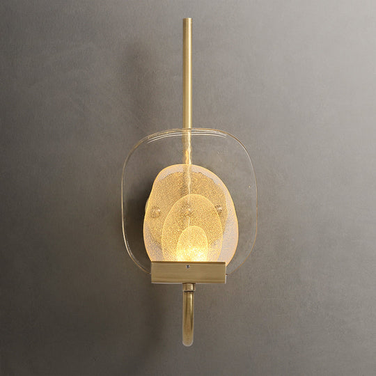 Geometric Clear Glass Wall Light In Gold - Colonialist 1-Head Bedroom Sconce