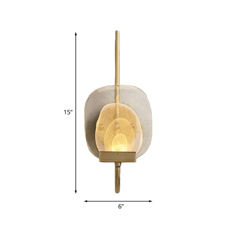 Geometric Clear Glass Wall Light In Gold - Colonialist 1-Head Bedroom Sconce
