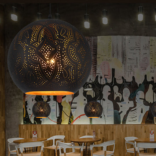 Metallic Pendulum Art Deco Etched Sphere Lamp Kit - 5/8 Width Black