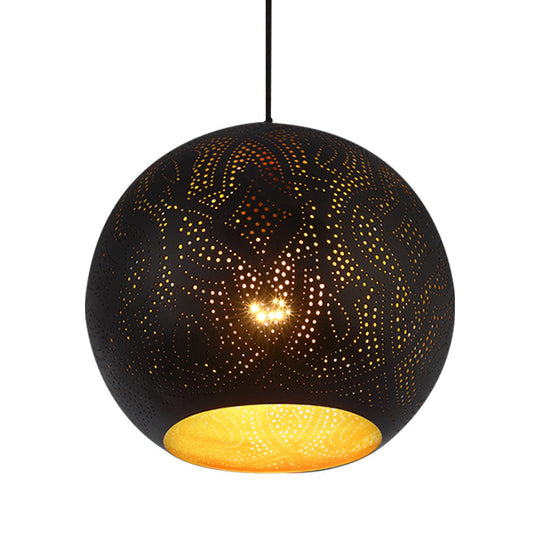 Metallic Pendulum Art Deco Etched Sphere Lamp Kit - 5/8 Width Black