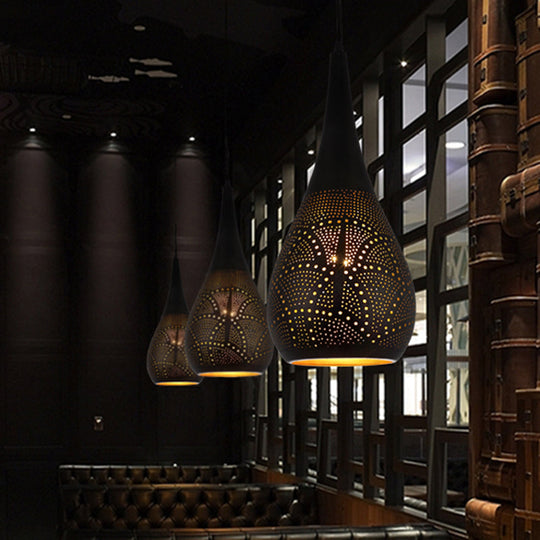 Metallic Pendulum Art Deco Etched Sphere Lamp Kit - 5/8 Width Black