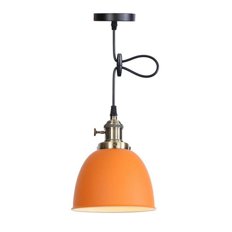 Adjustable Industrial Dome Pendant Lamp In Black/White/Red - Metal And Hanging Ceiling Lighting