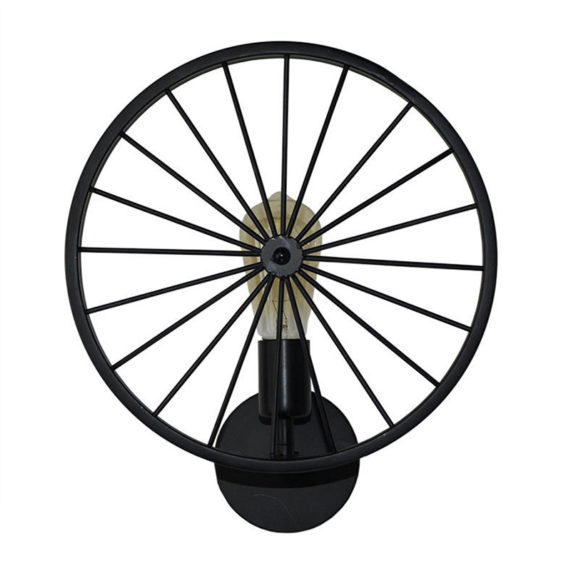 Vintage Black Metal Wheel Wall Sconce Lamp - Restaurant Lighting