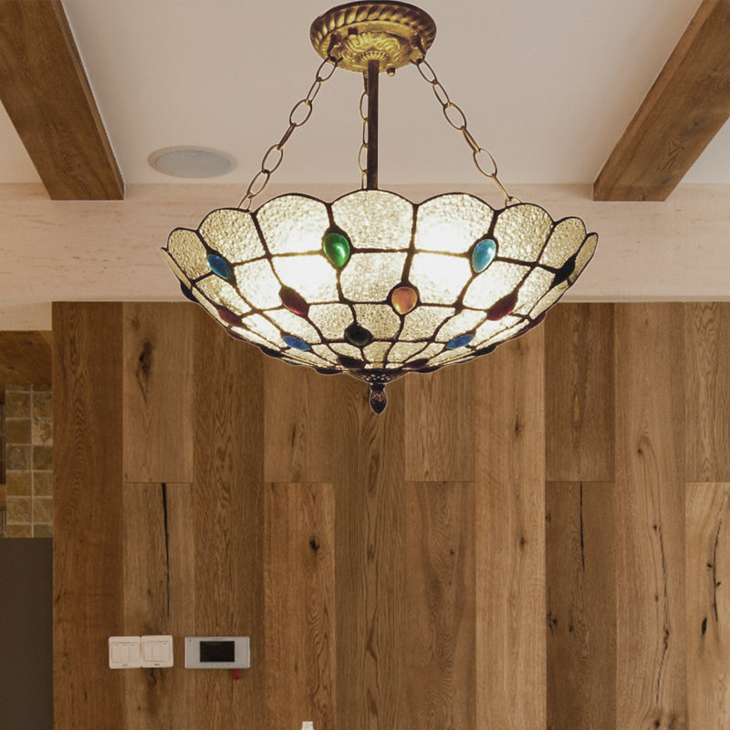 16’/19.5’ Wide Peacock Pendant Light Inverted Chandelier With Colorful Jewelry – Traditional