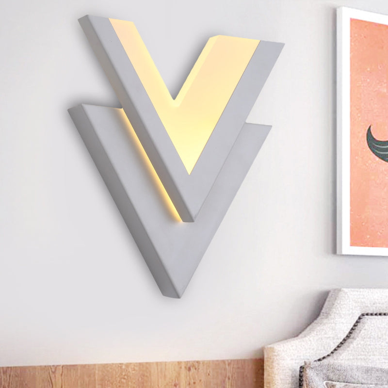 Modern White V-Neck Flush Mount Led Wall Light Sconce In Warm/White