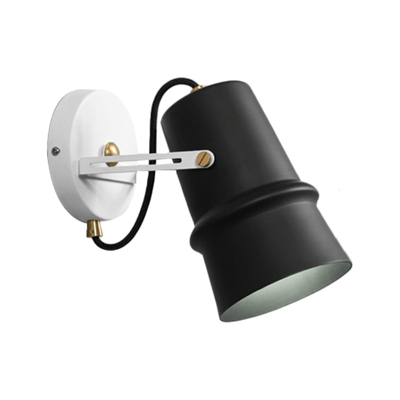 Vintage Iron Wall Sconce With Adjustable Black And White Cone Lamp - Ideal For Living Rooms