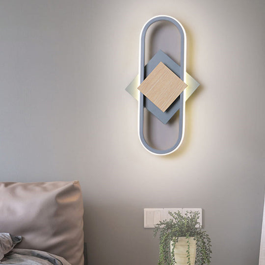 Nordic Iron 2-Layer Sconce Light With Led Wall Mount - Round/Square Design Elliptical Frame